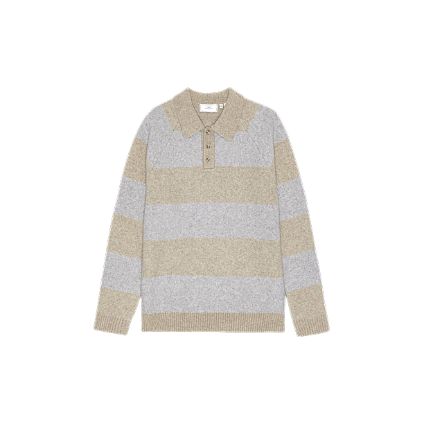 STIPED MELANGE KNITTED POLO Zand