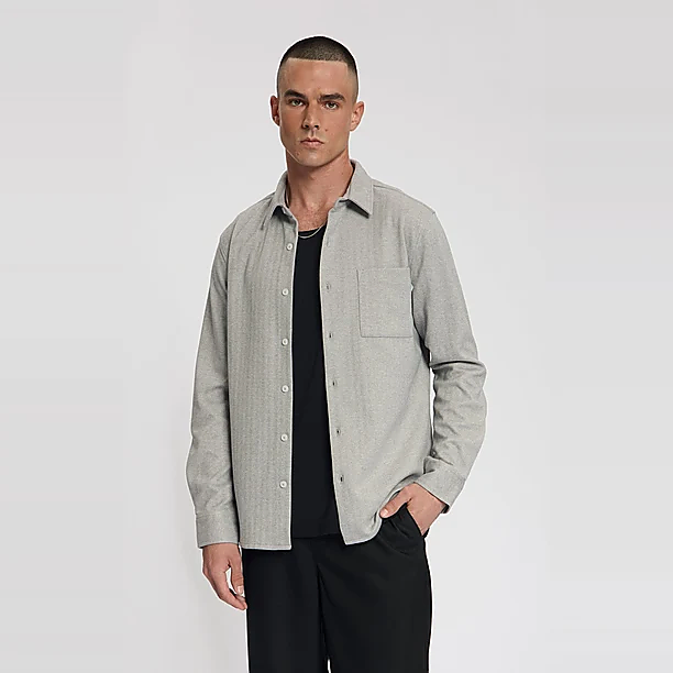 TROY SOFT HERRINGBONE SHIRT Grijs
