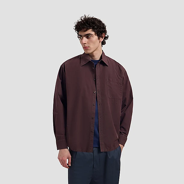 WASHED OVERSIZED SHIRT Donker Bruin