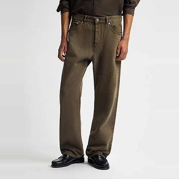 WASHED TWILL REGULAR PANT Licht Bruin