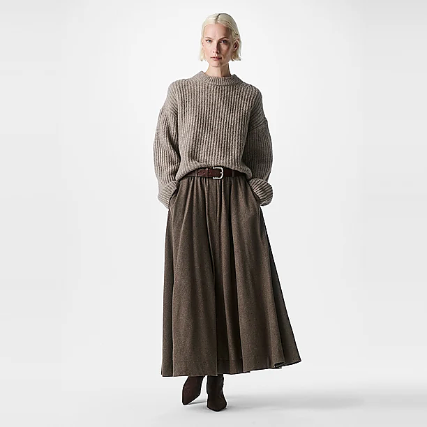 WIDE SKIRT Donker Bruin