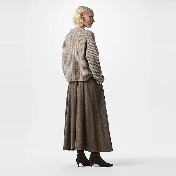 WIDE SKIRT Donker Bruin