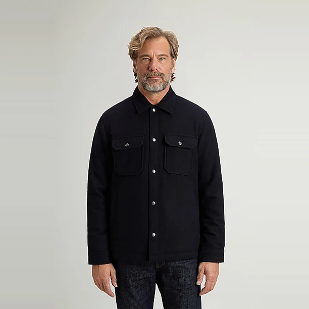 WOOL ALASKAN SHIRT JACKET MELTON BLUE Blauw