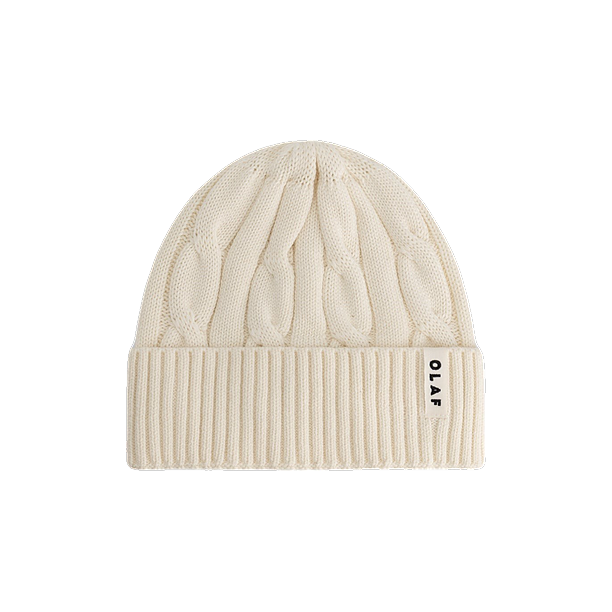 WOOL CABLE KNITTED BEANIE Off White