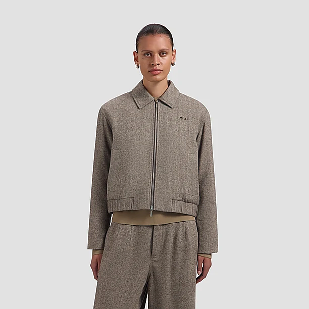WOOL HERRINGBONE JACKET Licht Bruin