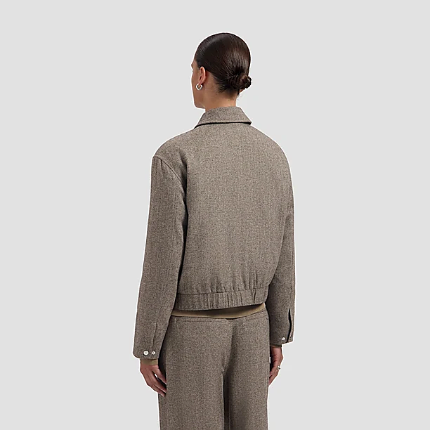 WOOL HERRINGBONE JACKET Licht Bruin