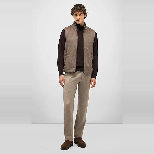 ARENA CASHMERE VEST W/KNIT&ALC Bruin