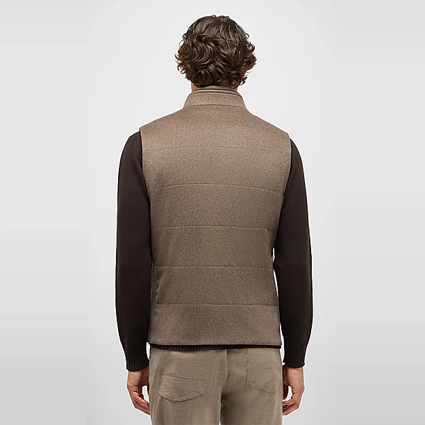 ARENA CASHMERE VEST W/KNIT&ALC Bruin