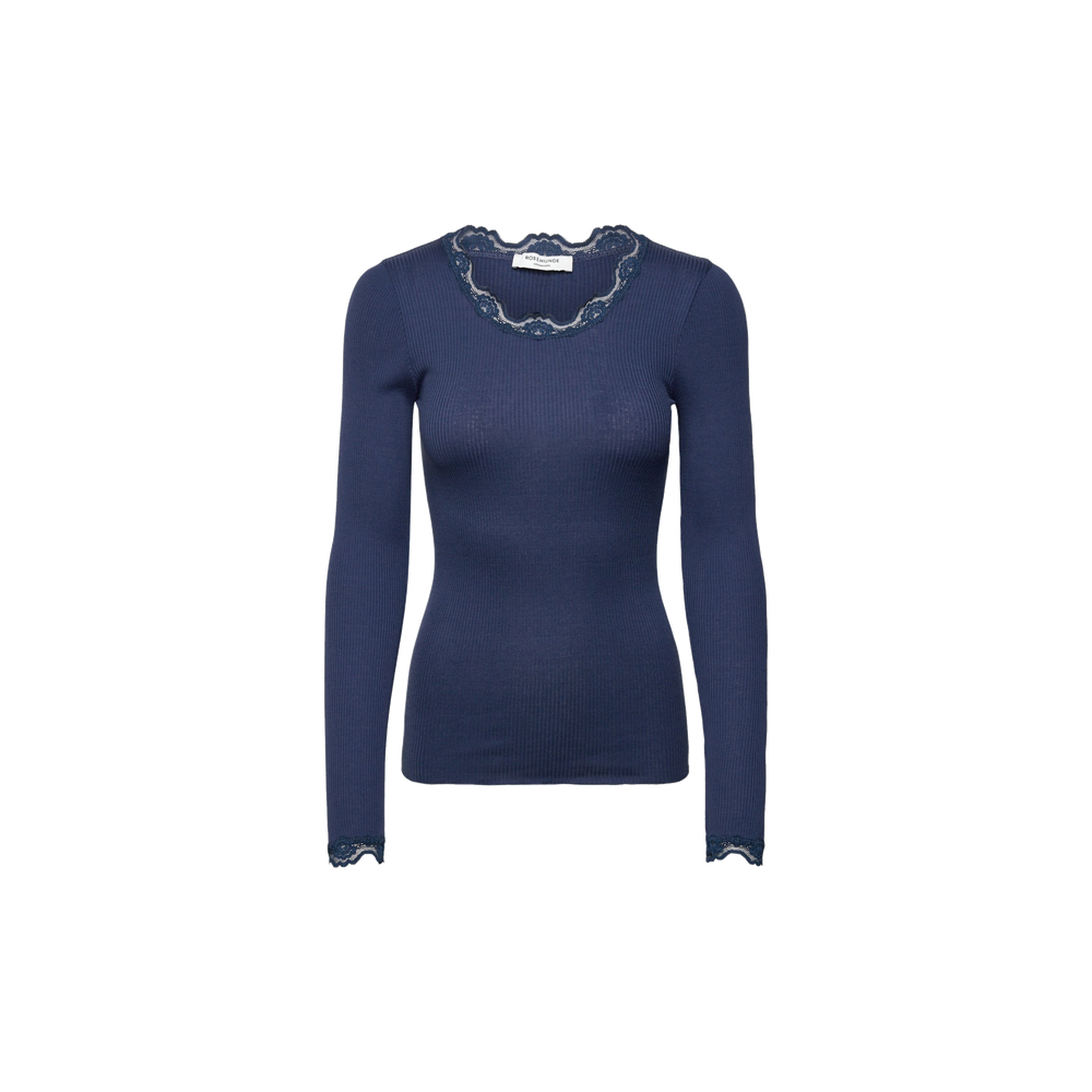 BABETTE SILK LS LACE SHIRT Blauw