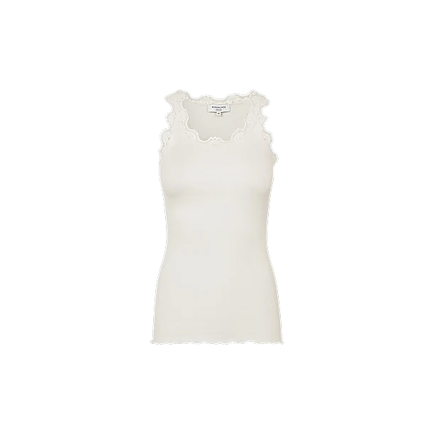 BABETTE SILK SL UNECK LONG LACE TOP Ecru