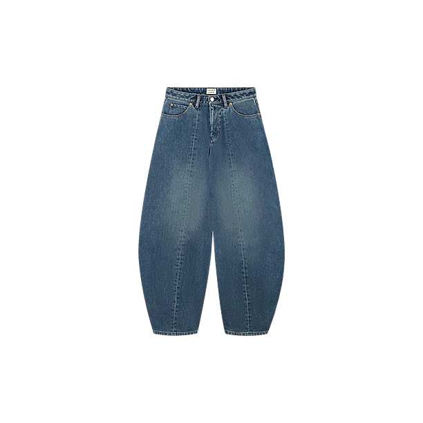 Barrel fit jeans with fleece inside Blauw
