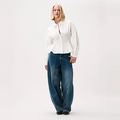 Barrel fit jeans with fleece inside Blauw
