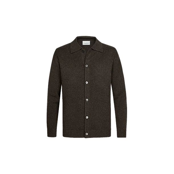 CARDIGAN FULL BUTTON D BROWN Licht Bruin