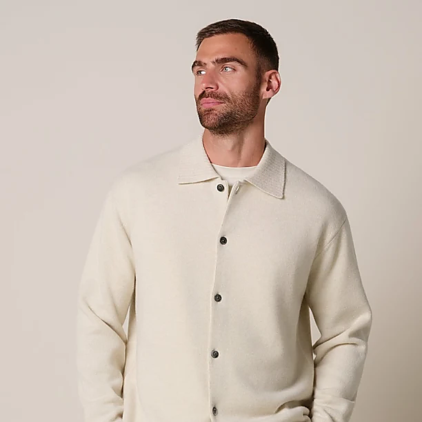 CARDIGAN FULL BUTTON SAND Zand