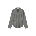 Check blouse with waist pleats Groen