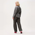 Check blouse with waist pleats Groen