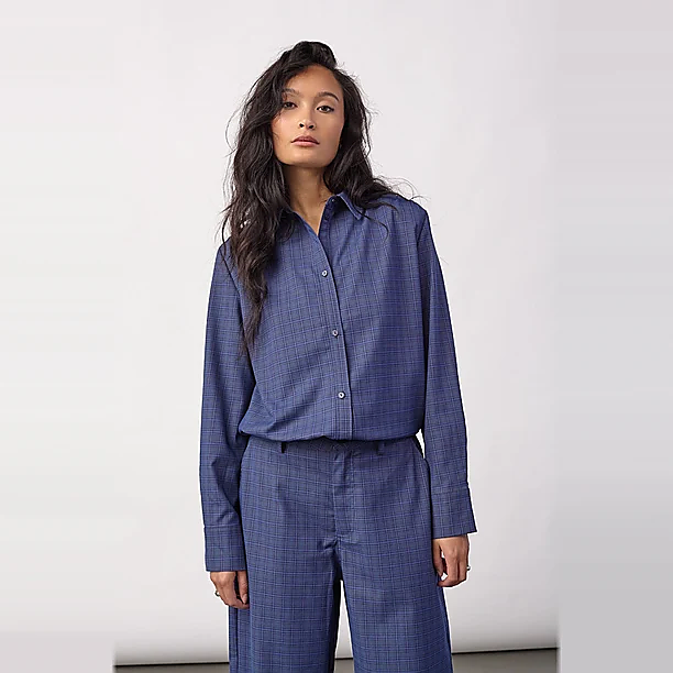 DAXTERCC CHECK PLEAT SHIRT Blauw