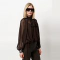 DETAIL BLOUSE Donker Bruin