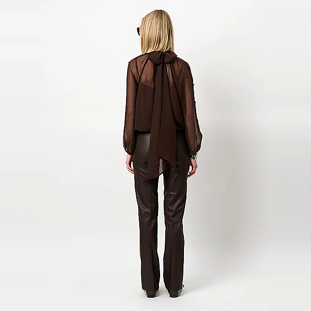 DETAIL BLOUSE Donker Bruin