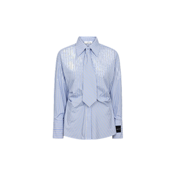 EMMA TIE STRIPE SHIRT Blauw