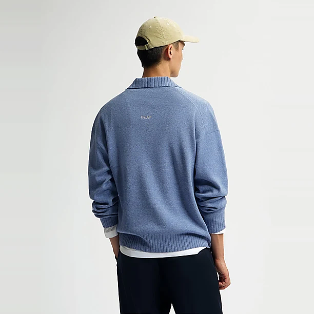 ESSENTIAL KNITTED POLO Blauw