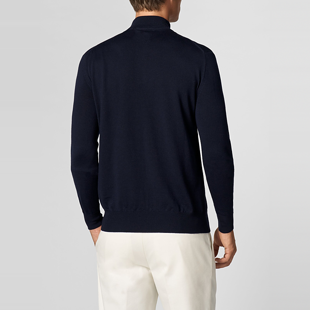 EXTRAFIINE MERINO ZIPPER SWEATER Marine
