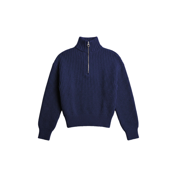 FISHERMAN QUARTER ZIP KNIT Inkt