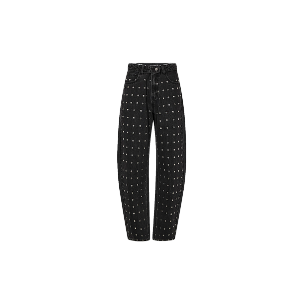 FLIP WAIST RIVET TALL JEANS Zwart