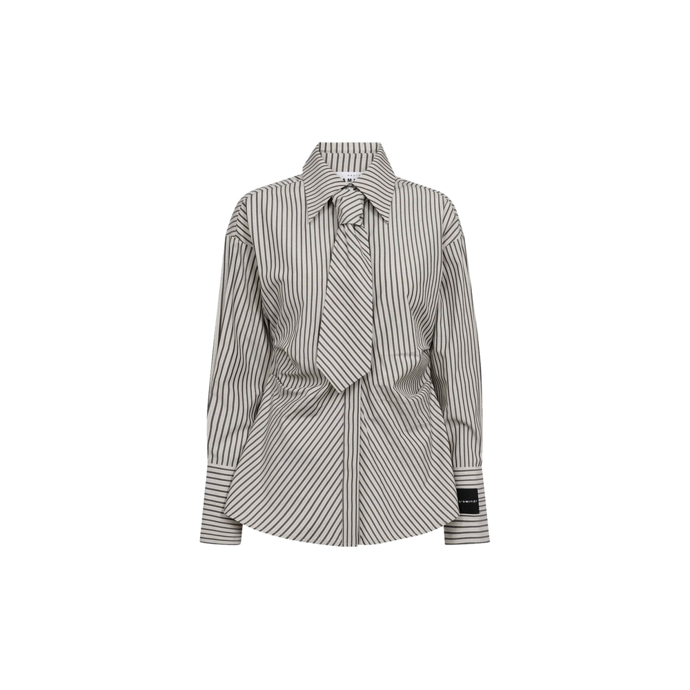 GEMMA TIE STRIPE SHIRT Beige