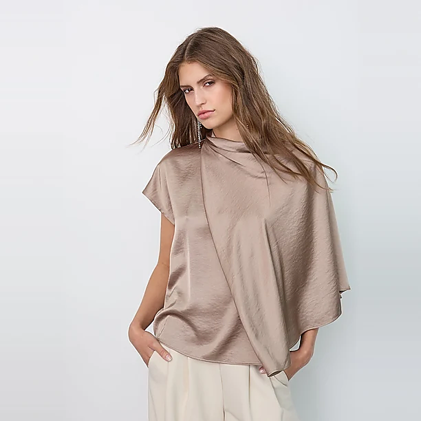 IDUNCC CAPE SS BLOUSE Bruin