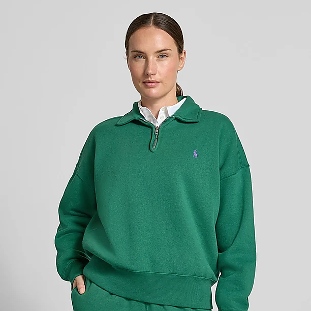 KNIT HALF ZIP SWEATSHIRT Groen