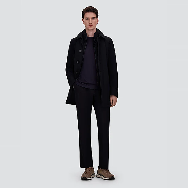 MEN'S KNITTED HALF COAT Blauw