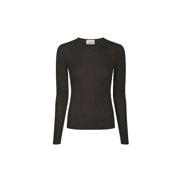 NELLA FINE RIB BLOUSE Donker Bruin
