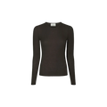 NELLA FINE RIB BLOUSE Donker Bruin