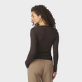 NELLA FINE RIB BLOUSE Donker Bruin