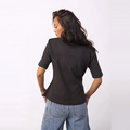 ORIANE PLEAT TIE TEE Zwart