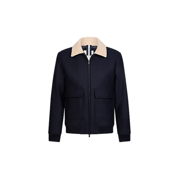 OUTERW BOMBER WOOL NAVY