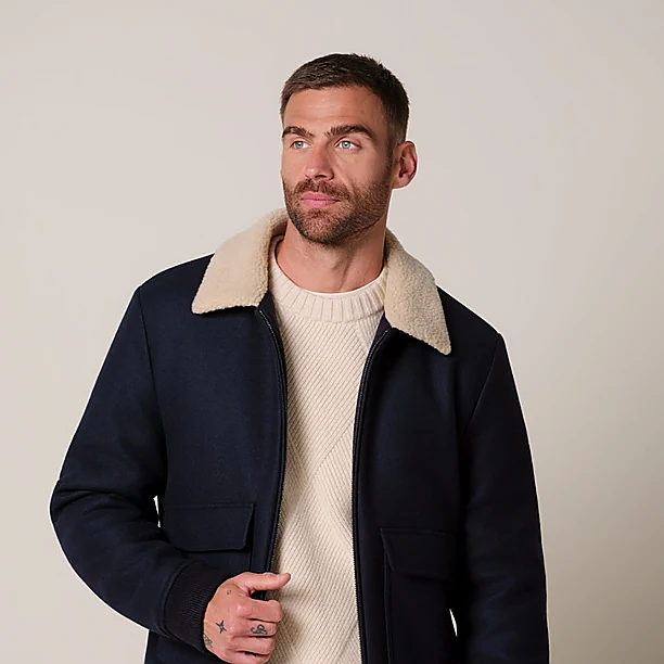 OUTERW BOMBER WOOL NAVY Marine