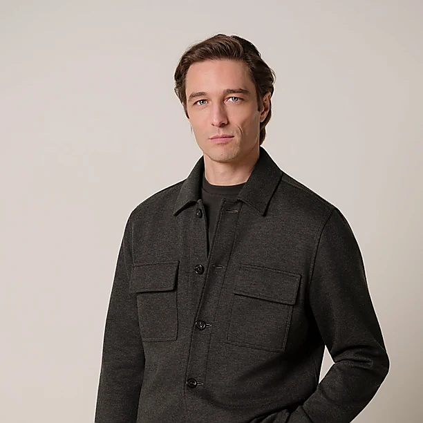 OVERSHIRT KNITTED D.BROWN Licht Bruin