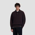 OVERSIZED KNITTED POLO Donker Bruin
