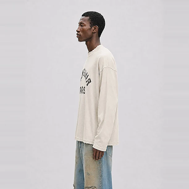 PARIS COLLEGE DESTROYED LONGSLEEVE Beige