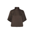 PARISA HEAVY SATEEN BLOUSE Donker Bruin