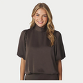 PARISA HEAVY SATEEN BLOUSE Donker Bruin