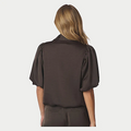 PARISA HEAVY SATEEN BLOUSE Donker Bruin