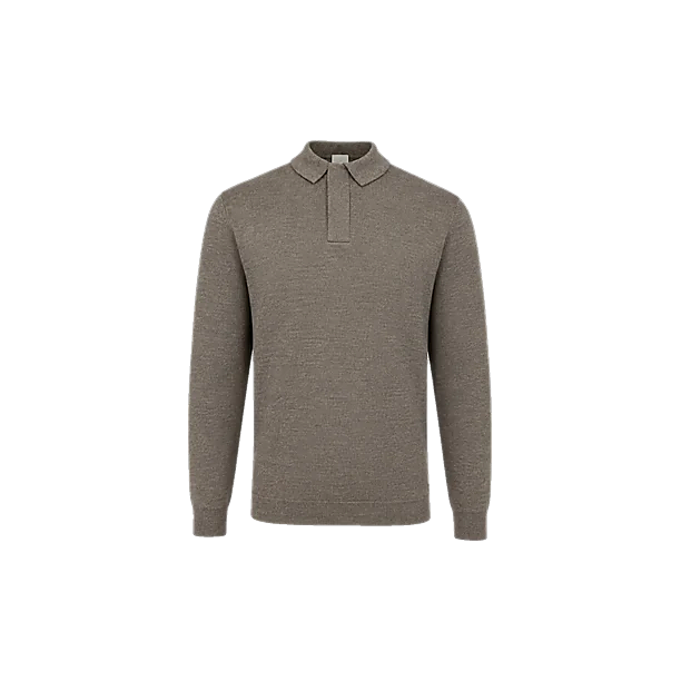 POLO ZIP LS KNITWEAR Donker Bruin