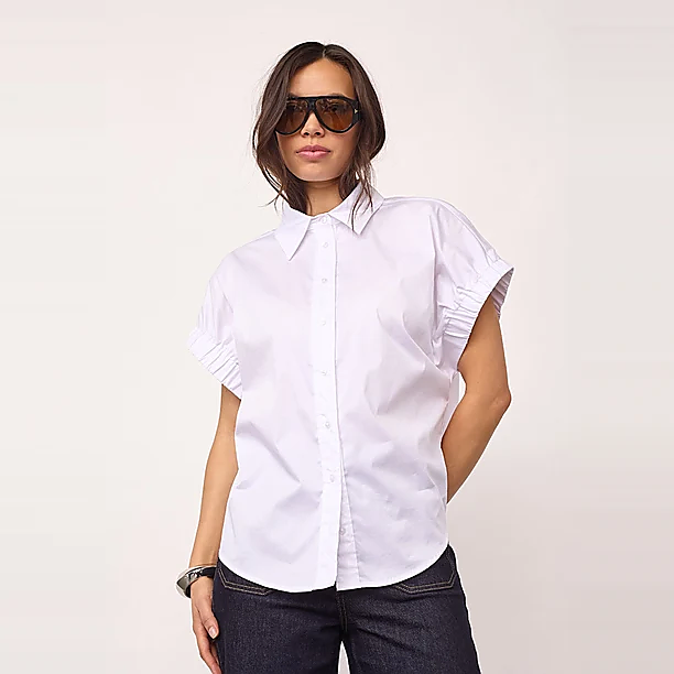 POPPY ELASTIC CUFF SS SHIRT Wit