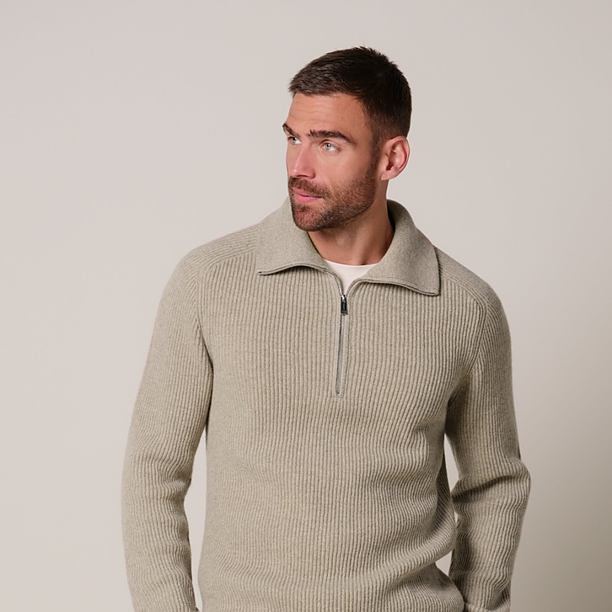 PULLOVER HALF ZIP BEIGE Beige