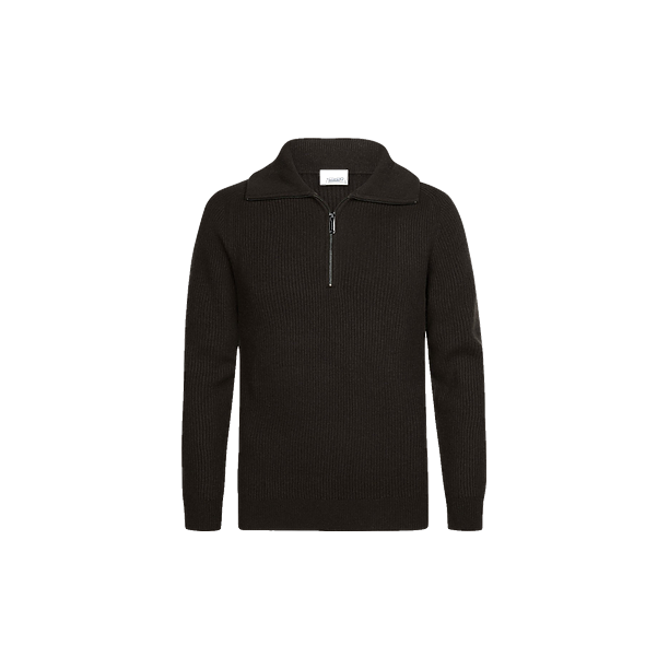 PULLOVER HALF ZIP D BROWN Licht Bruin
