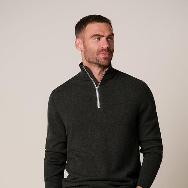 PULLOVER HALF ZIP D GREEN Multi Colour