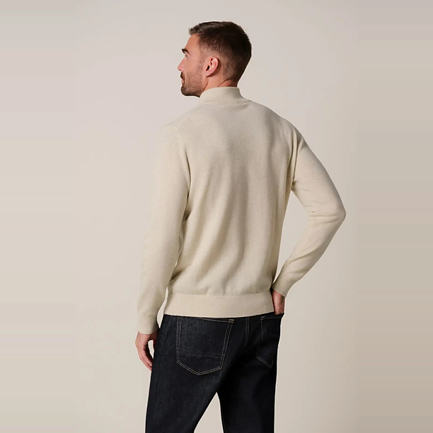 PULLOVER HALF ZIP SAND Zand